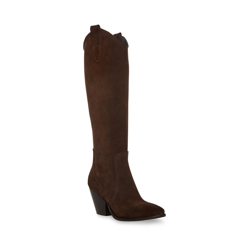 Dark Brown Steve Madden Vittoria Suede Women's Knee-high Boots | PH 5814OWG